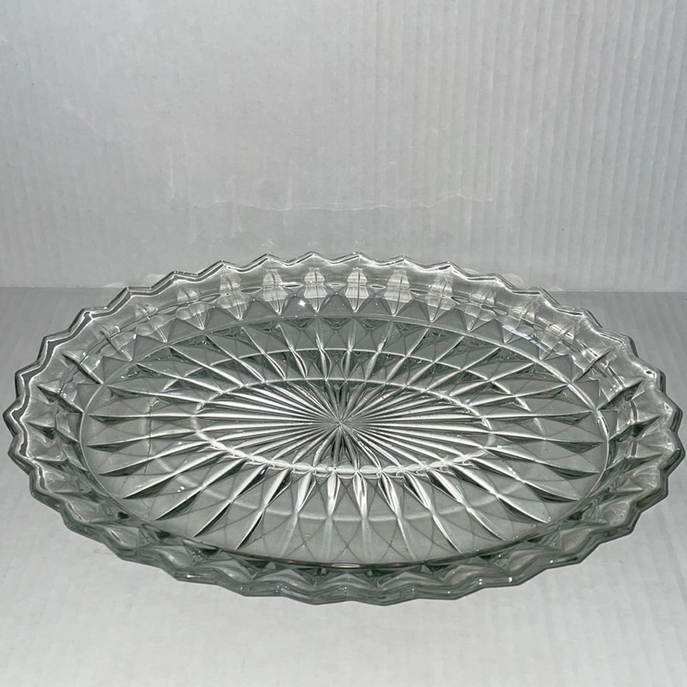 Oval Glass Platter Tray Vintage Glassware Dresser Tray Decor AS IS